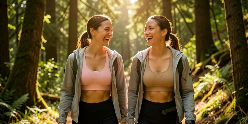 Detailaufnahme eines Sport-BHs von innen: links eine Seite mit sichtbaren erhöhten Nähten, rechts eine Seite mit flachen, glatten Bonding-Nähten – Vergleich aus Trägerperspektive