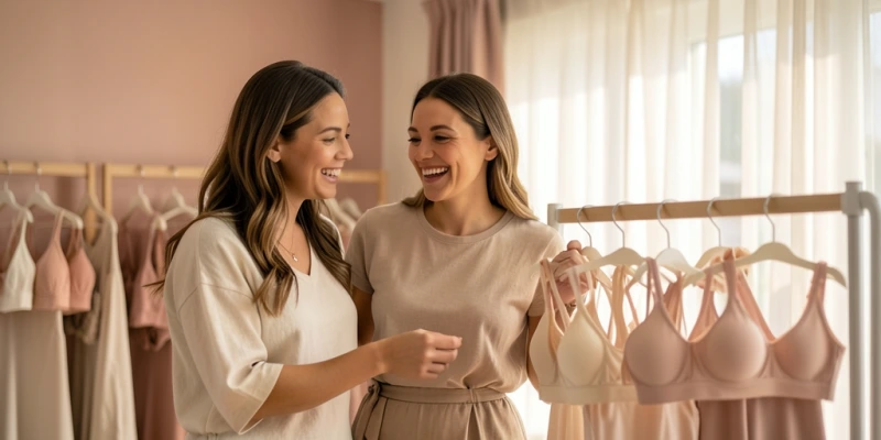 Drei BHs nebeneinander im Vergleich – links ein klassischer Bügelträger mit geformten Cups, mittig ein Bralette ohne Bügel, rechts ein Sport-BH mit breitem Band; alle drei vollständig sichtbar inklusive beider Träger, auf neutralem Hintergrund