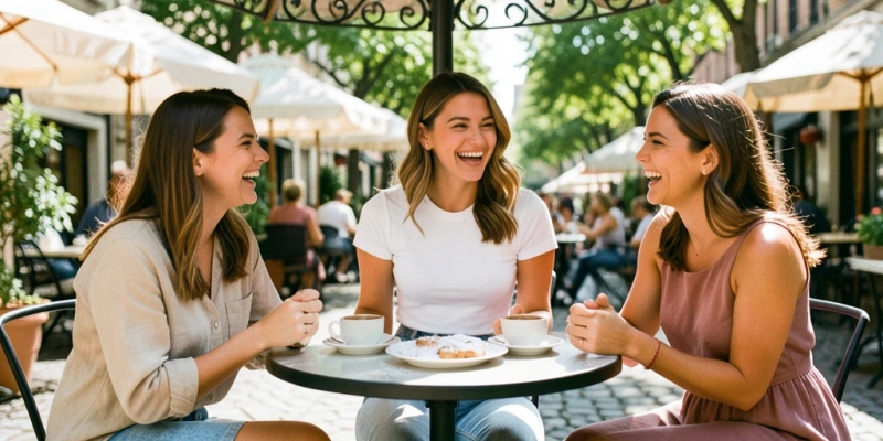 Seitenansicht einer Frau im T-Shirt-BH unter einem eng anliegenden weißen T-Shirt – glatte Silhouette ohne sichtbare Konturen oder Abdrücke. Vollständiger BH und T-Shirt sichtbar.