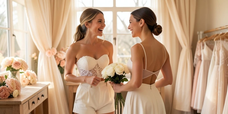Zwei BH-Varianten nebeneinander – ein Low-Back-BH mit tiefem Rückenband und ein strapsloses Bustier, vollständig abgebildet, beide Träger sichtbar, auf neutralem Hintergrund.